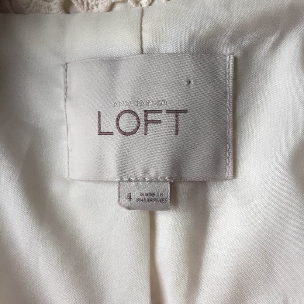 LOFT Cream Crochet Lace Blazer - Picture 7 of 12